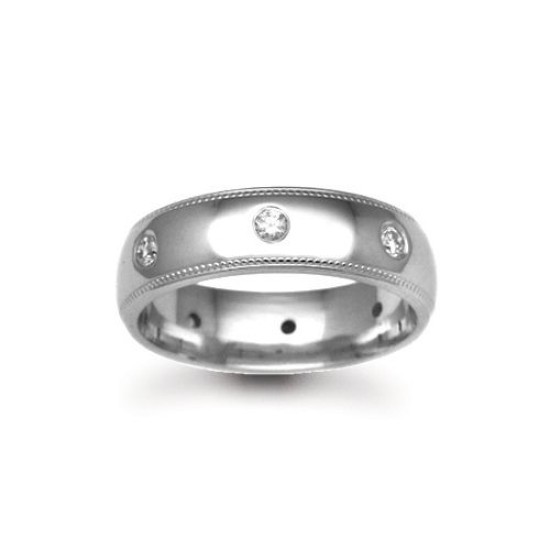 9W016-4 | 9ct Gold White Diamond Rubover set Wedding Ring