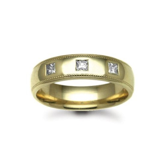 9W019-5 | 9ct Gold Yellow Natural Diamond Rubover set Wedding Ring