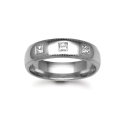 9W020-4 | 9ct Gold White Diamond Rubover set Wedding Ring