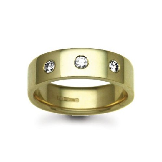 9W025-4 | 9ct Gold Yellow Diamond Rubover set Wedding Ring