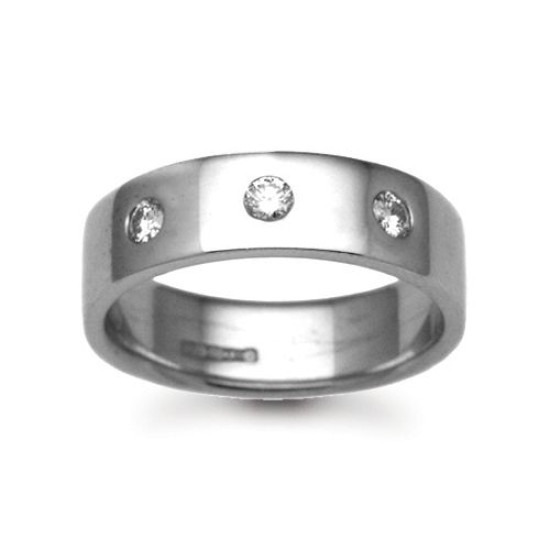 9W026-5 | 9ct Gold White Diamond Rubover set Wedding Ring