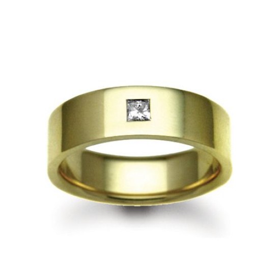 9W027-4 | 9ct Gold Yellow Diamond Rubover set Wedding Ring