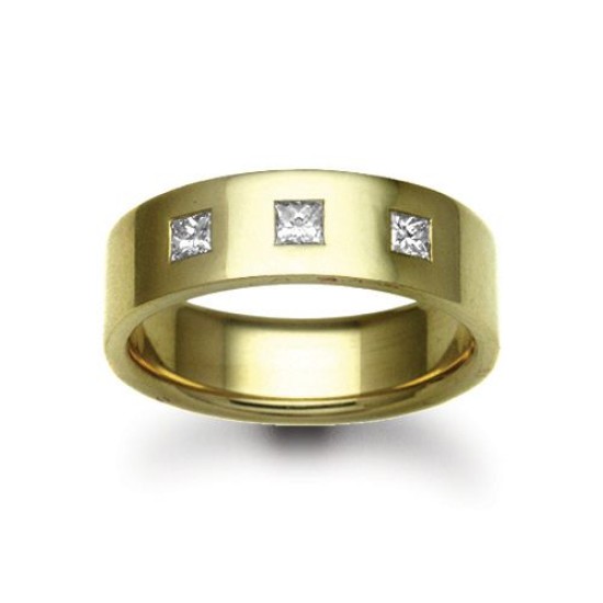 9W029-6 | 9ct Gold Yellow Diamond Rubover set Wedding Ring