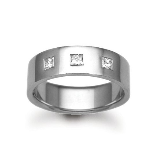9W030-4 | 9ct Gold White Diamond Rubover set Wedding Ring