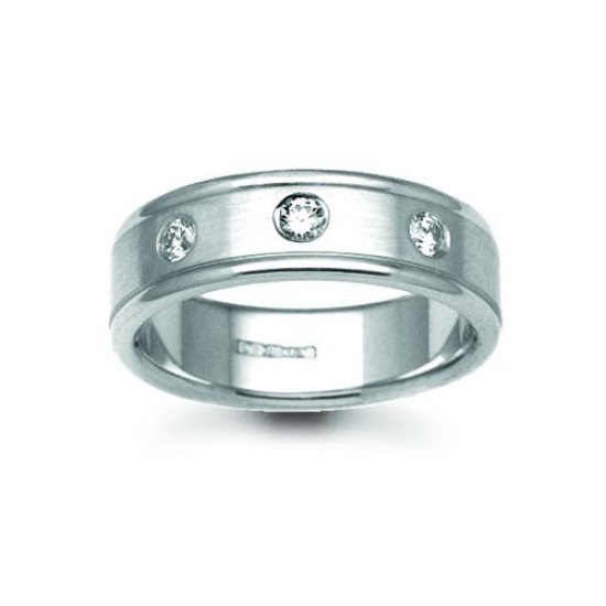 9W032-5 | 9ct Gold White Diamond Rubover set Wedding Ring