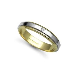 9W035-4 | 9ct Gold 2 Colour Diamond Rubover set Wedding Ring