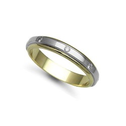 9W037-4 | 9ct Gold 2 Colour Diamond Rubover set Wedding Ring