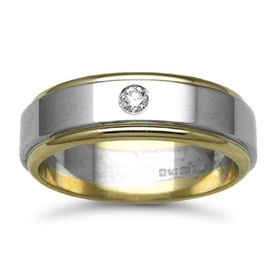 9W038-7 | 9ct Gold 2 Colour Diamond Rubover set Wedding Ring