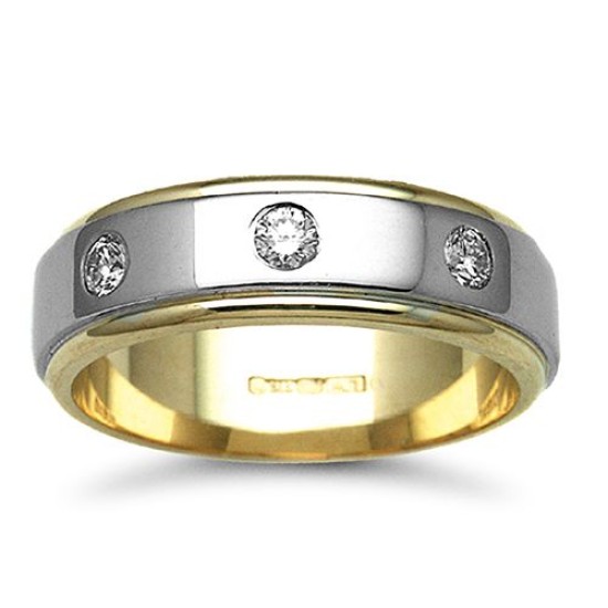 9W039-7 | 9ct Gold 2 Colour Diamond Rubover set Wedding Ring