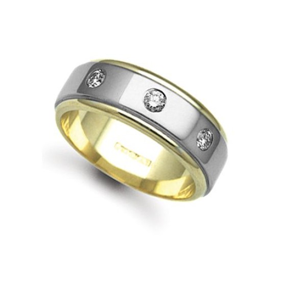 9W039-8 | 9ct Gold 2 Colour Diamond Rubover set Wedding Ring