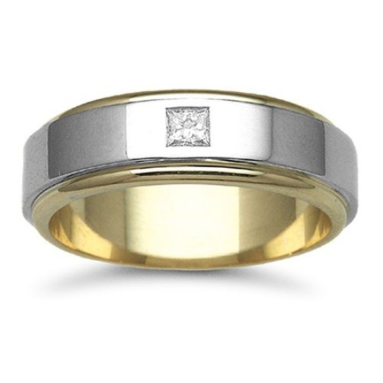 9W040-7 | 9ct Gold 2 Colour Diamond Rubover set Wedding Ring