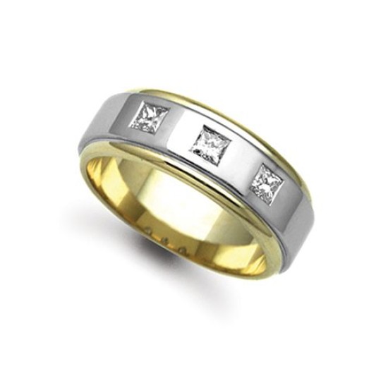 9W041-8 | 9ct Gold 2 Colour Diamond Rubover set Wedding Ring