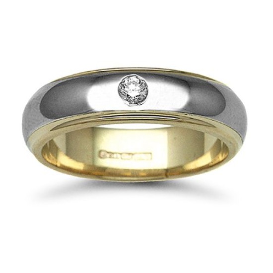9W042-6 | 9ct Gold 2 Colour Diamond Rubover set Wedding Ring