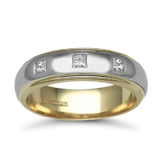 9W045-6 | 9ct Gold 2 Colour Diamond Rubover set Wedding Ring