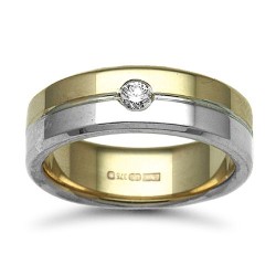 9W047-7 | 9ct Gold 2 Colour Diamond Rubover set Wedding Ring
