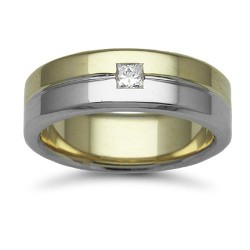9W051-7 | 9ct Gold 2 Colour Diamond Rubover set Wedding Ring