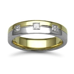 9W052-5 | 9ct Gold 2 Colour Diamond Rubover set Wedding Ring