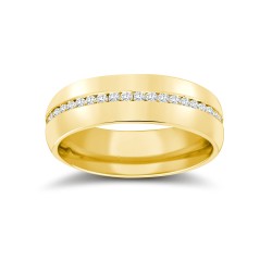 9W061-6(F-Q) | 9ct Yellow Gold RBC Court Natural Diamond Wedding Band Fully Set - 6mm - 70pts