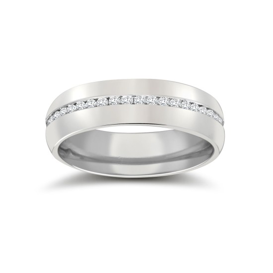 9W062-5(R+) | 9ct White Gold RBC Court Natural Diamond Wedding Band Fully Set - 5mm - 50pts