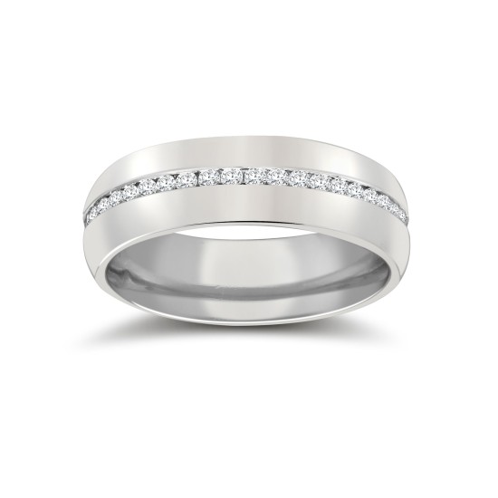 9W062-6(R+) | 9ct White Gold RBC Court Natural Diamond Wedding Band Fully Set - 6mm - 70pts