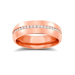 9W063-6(F-Q) | 9ct Rose Gold RBC Court Natural Diamond Wedding Band Fully Set - 6mm - 70pts