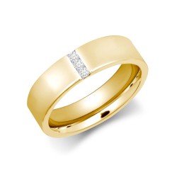 9W067-4 | 9ct Gold Yellow Diamond Rubover set Wedding Ring