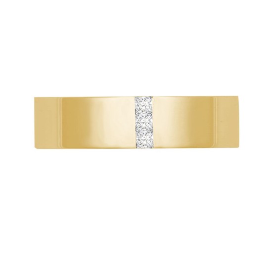 9W067-4 | 9ct Gold Yellow Diamond Rubover set Wedding Ring