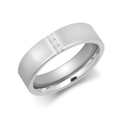 9W068-4 | 9ct Gold White Diamond Rubover set Wedding Ring