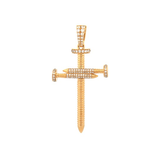 9X093 | 9ct Yellow Gold 0.61ct Diamond Set Screw Cross