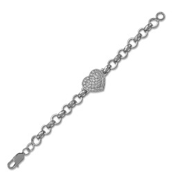 ABB181 | 925 Silver CZ Heart Belcher Bracelet