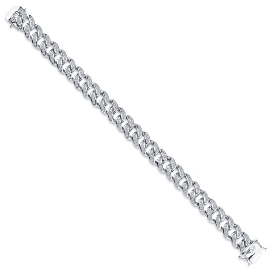 ABB197 | 925 Silver CZ Set Cuban Bracelet