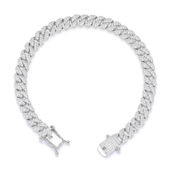 ABB198-7.5 | 925 Silver CZ Set Cuban Chain 6.0mm