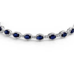 ABB212-16 | 925 Silver CZ Sapphire and White Stone Necklace