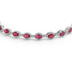 ABB213-16 | 925 Silver CZ Ruby and White Stone Necklace