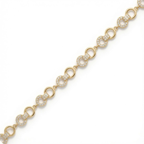 925 Sterling Silver 14k Gold Plated CZ Set Bracelet