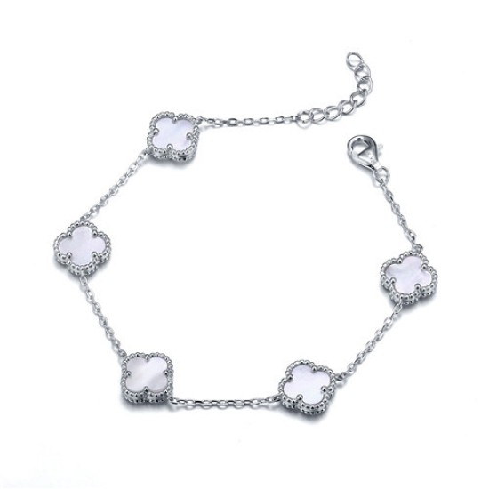 ABB222 | 925 Silver Rhodium Clover Bracelet MOP