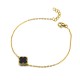 ABB223-GP | 925 Silver 14ct Gold Plated Onyx  Clover Bracelet