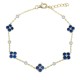 ABB225B | 925 Silver 14ct Gold Plated CZ Set Clover Bracelet Blue