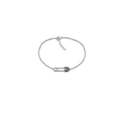 ABB226 | 925 Silver Rhodium CZ Set Plated Safety Pin Bracelet