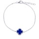 ABB233 | 925 Silver Rhodium Plated Single Blue Agate Clover Bracelet