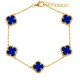 ABB234-GP | 925 Silver 14ct Gold Plated Blue Agate Clover Bracelet