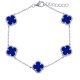 ABB234 | 925 Silver Rhodium Plated Blue Agate Clover Bracelet