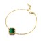 ABB240-GP | 925 Silver 14ct gold Plated Single Clover Bracelet Malachite Green