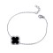 ABB241 | 925 Silver Rhodium 12mm CZ Set Single Clover Bracelet Black Onyx Colour