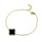 ABB241-GP | 925 Silver 14ct gold Plated 12mm CZ Set Single Clover Bracelet  Black Onyx Colour