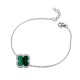 ABB244 | 925 Silver Rhodium 12mm CZ Set Single Clover Bracelet Malachite Green Colour