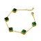 ABB248-GP | 925 Silver 14ct gold Plated 5 Clover Bracelet  Malachite Green