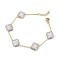 ABB250-GP | 925 Silver 14ct gold Plated 8mm CZ Set 5 Clover Bracelet  MOP  White Colour