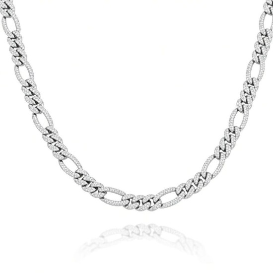 925 Silver CZ Set Figaro Chain