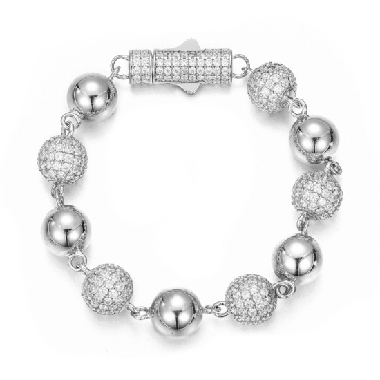 ABB258-8.0 | 925 Silver CZ Set Bead Necklace